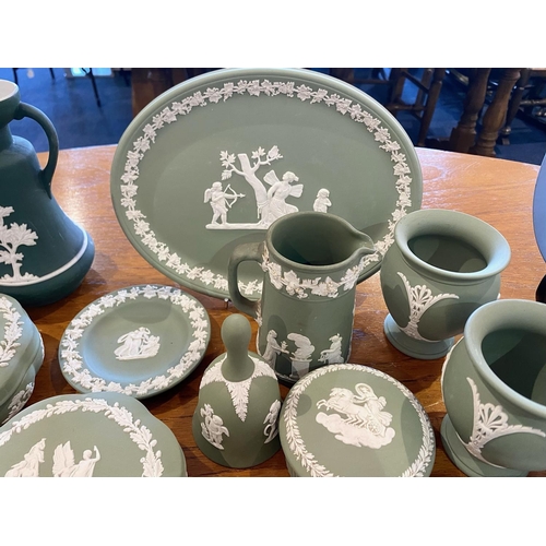 726 - Large Box of Wedgwood Items, including Blue Jasperware, green Jasperware, dark blue Jasperware, jugs... 