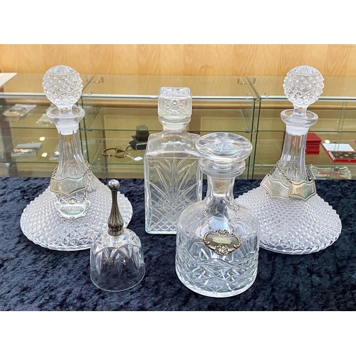 782 - Four Glass Decanters, including two Ship's Decanters, a square decanter and a round decanter, talles... 