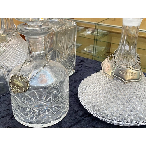 782 - Four Glass Decanters, including two Ship's Decanters, a square decanter and a round decanter, talles... 