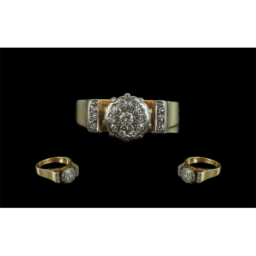 92A - 18ct Gold Diamond Set Dress Ring. Marked 18ct to Shank. The Pave Set Diamonds of Good Colour / Clari... 