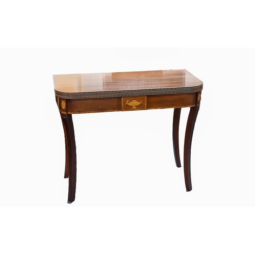 1099 - An Edwardian Mahogany Occasional Folding Table with inlaid marquetry decoration to the front. Raised... 