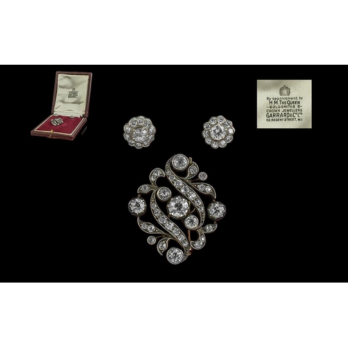 2 - Garrard & Co Queens Jeweller Antique Period - Superb Quality 18ct White Gold Diamond Set Brooch and ... 