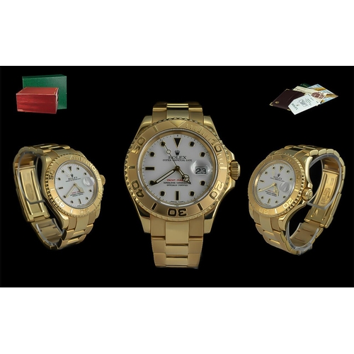 1 - Rolex Yacht Master 18ct Gold Oyster Perpetual Date Chronometer Gents Wrist Watch. Model No 16628. Fe... 