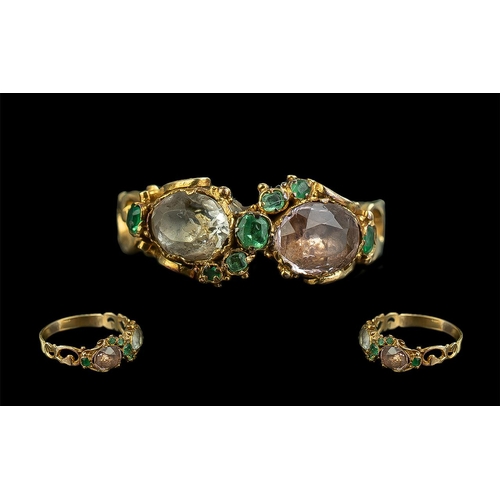 113 - Georgian Ladies 18ct Gold Gem Set Ring - Ornate Shank & Setting. Not Marked but Tests High CT Gold. ... 