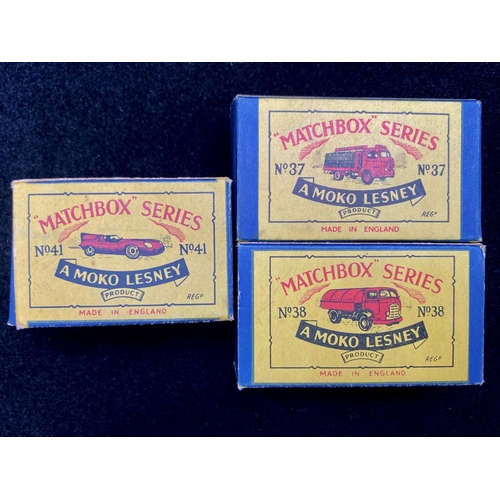 1460 - 1959/60 Matchbox Series A Moko Lesney, Three Diecast Models, comprising No. 37 Coca Cola Truck, No. ... 