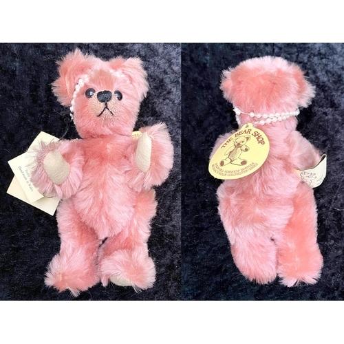 1505 - Bocs Teganau Bear, Limited Edition 76/200, pink plush fur with a bead headband, 8'' tall.