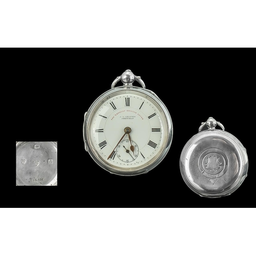 168A - Express English Lever Sterling Silver Open Faced Pocket Watch. Hallmark Chester 1901, J.G.Graves She... 