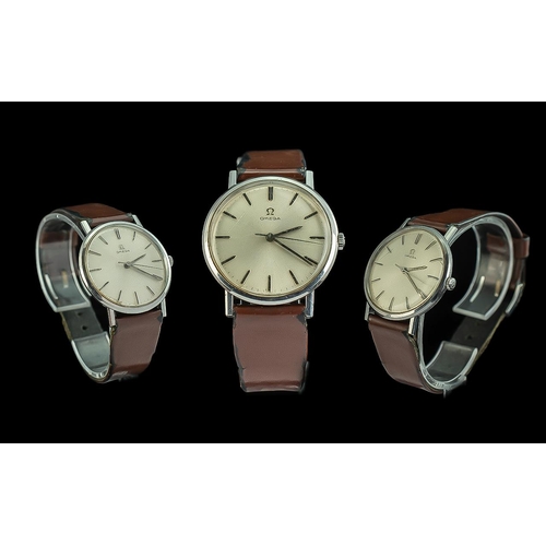 170 - Omega - Gents Slim-line 1950's Stainless Steel Mechanical Wrist Watch with Excellent Supple Brown Le... 