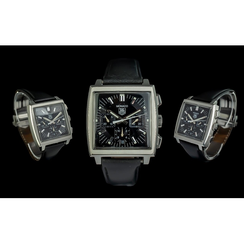 194 - TAG Heuer Monaco Stainless Steel Gents Automatic Chronograph Watch. Features Square Shape with Black... 