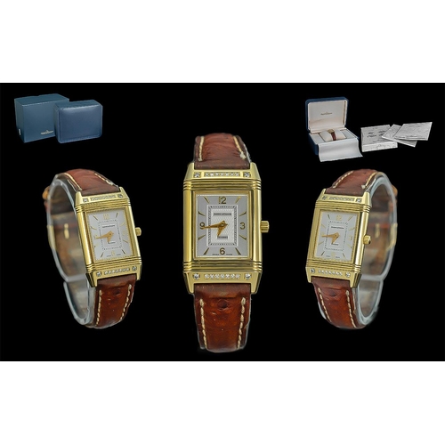 19A - Jaeger-Le-Coultre Classique Ladies 18ct Gold and Diamond Set 'Reverso' Wristwatch, ref.no. 260.1.86,... 