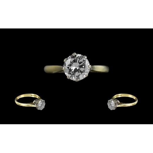 22 - 18ct Gold Single Stone Diamond Set Ring,excellent  full hallmark to shank, the round, brilliant cut ... 