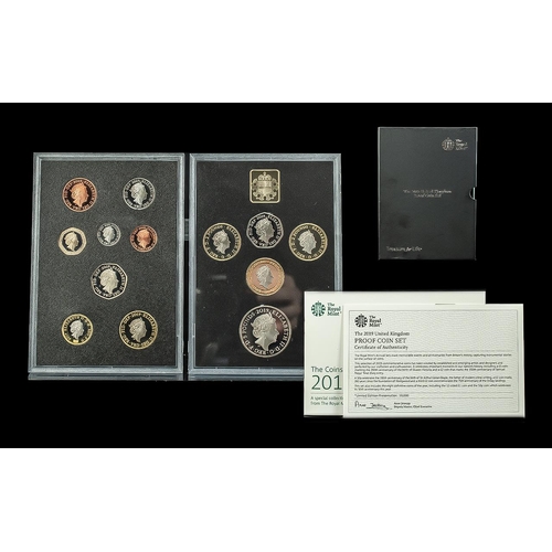 344 - Royal Mint 2019 United Kingdom Proof Coin Set. Lovely Presented Housed In a Double Fold Case. Good C... 