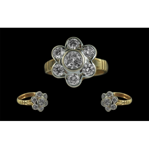 5 - Ladies Superb 18ct Gold Diamond Set Cluster Ring, flower head design, marked 750 - 18ct to interior ... 