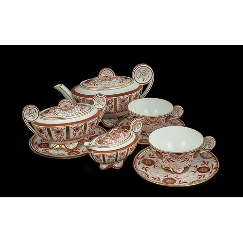 517 - Antique Period Wedgwood - Superb Quality Hand Painted ( 10 ) Piece Caberet Set. Comprises Teapot, Mi... 