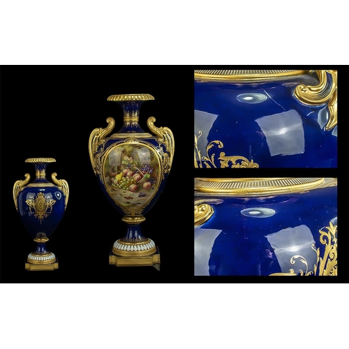 522 - Royal Worcester- A Stunning Pair of Large and Impressive Signed and Handpainted Exhibition Vases - O... 