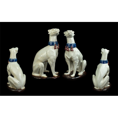 527 - Staffordshire 19th Century Fine Pair of Large & Impressive Dog Figures, circa 1850's.  Each seated, ... 