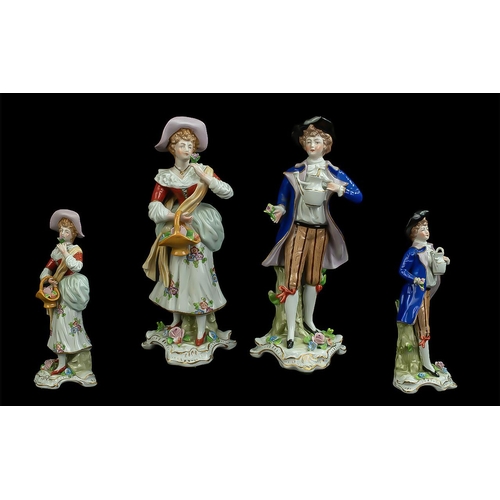 529 - Sitzendorf Pair of 19th Century Hand Painted Porcelain Figure, Sitzendorf Printed Mark to Bases. Eac... 