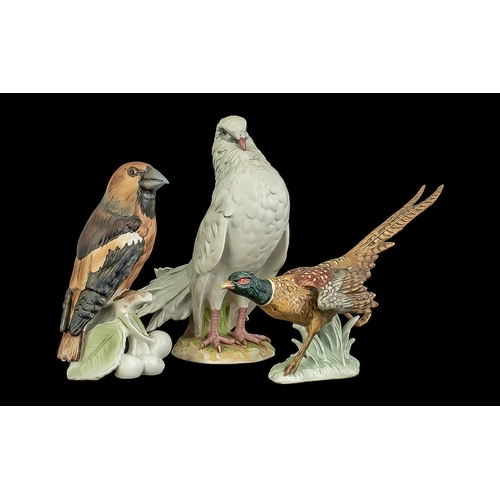 589 - Three Goebel Bird Figures, comprising a Pheasant No CV120, 6'' tall, Dove Pigeon 38155, 8'' tall, an... 