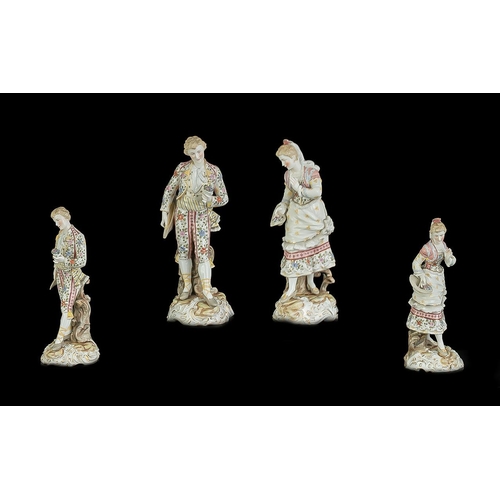 603 - Two Early 19th Century Vokstedt Figurines, depicting a courting couple, in floral pastel decoration,... 