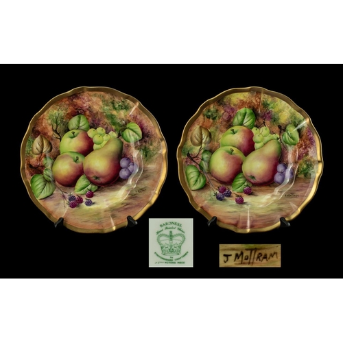 604 - Two Handpainted Baroness Fruit Pattern Plates, 10.5'' diameter with gilt trim.