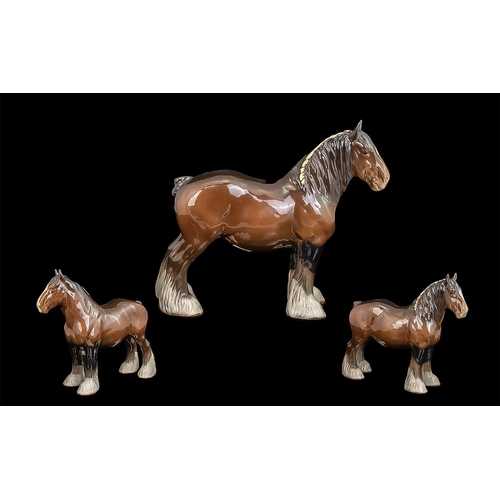 615 - Beswick Hand Painted Horse Figure 'Shire Mare', brown colourway, model no. 818, designed by A.Gredin... 