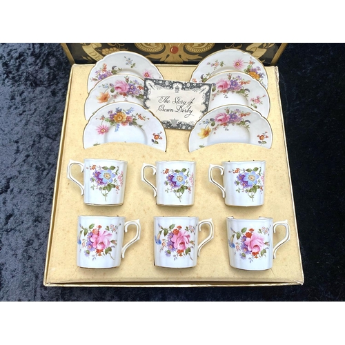 660 - Vintage Royal Crown Derby Coffee Cups & Saucers.  Six coffee cups and six saucers, in original decor... 