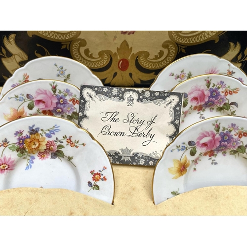 660 - Vintage Royal Crown Derby Coffee Cups & Saucers.  Six coffee cups and six saucers, in original decor... 