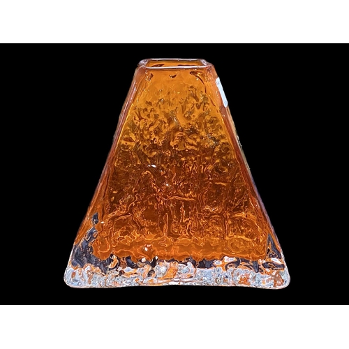 710 - Whitefriars Textured  Bark Vase, tangerine, produced circa 1960, designed by Geoff Baxter for Whitef... 