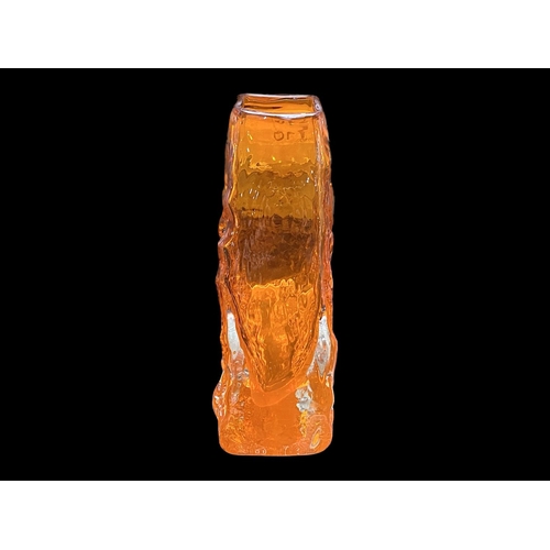 710 - Whitefriars Textured  Bark Vase, tangerine, produced circa 1960, designed by Geoff Baxter for Whitef... 