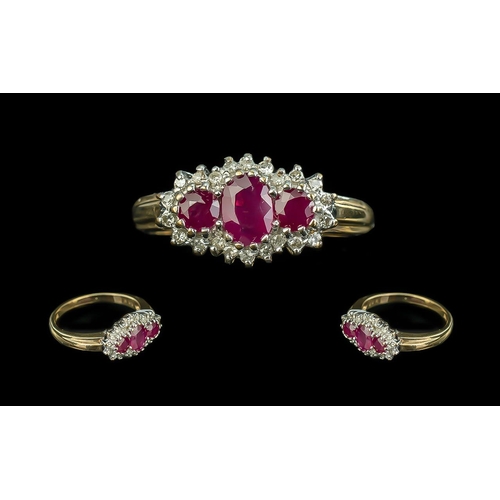 73 - Ladies Attractive 9ct Gold Rubies and Diamond Set Dress Ring. Full Hallmark to Shank. Rubies and Dia... 