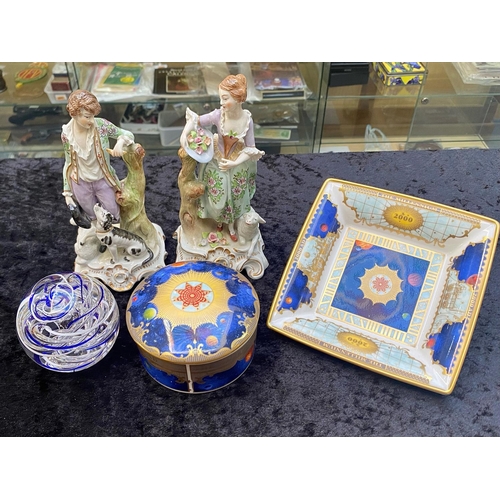 741 - Small Collection of Porcelain, comprising a Dresden Shepherd & Shepherdess, 7.5'' tall, as found, a ... 