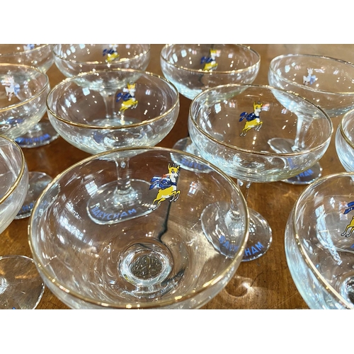 771 - Twelve Original Babycham Glasses, with Babycham emblem 6 are yellow fawn 1970s and 6 are white fawn ... 