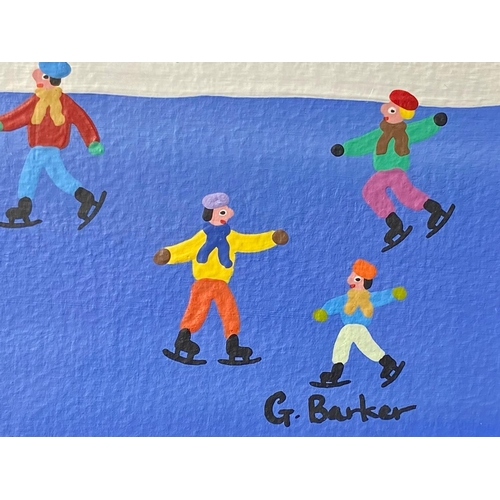 902 - Skating By The Windmills - Acrylic on Acid free Paper Painting by Gordon Baker. Framed and Behind Gl... 