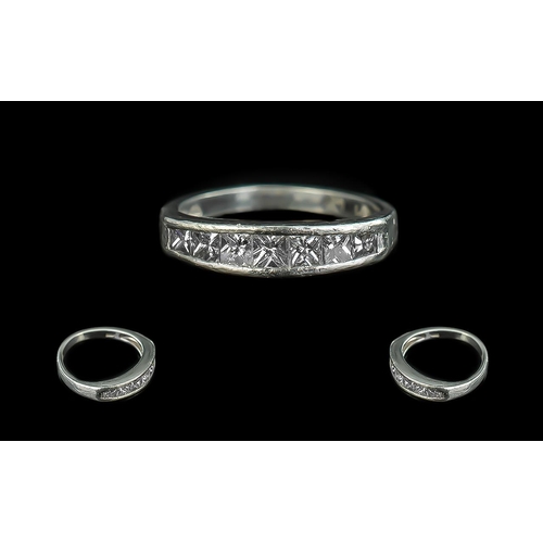 92 - Platinum Superb Quality Seven Stone Diamond Set Ring, marked 950 platinum to interior of shank.  The... 