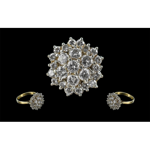 96 - Ladies 18ct Gold Attractive Diamond Set Cluster Ring, flowerhead design.  Full hallmark for 750 - 18... 