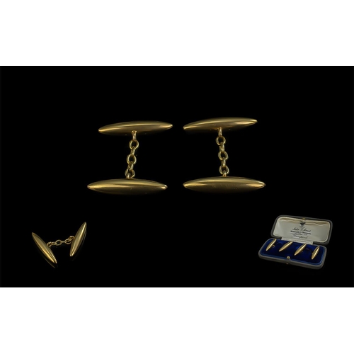 99 - Edwardian Period 1902-1910 18ct Gold Pair of Torpedo Shaped Gent's Cufflinks, marked 18ct in origina... 