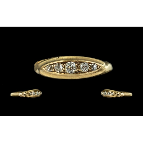 335 - Antique Period 18ct Gold Attractive Five Stone Diamond Set Ring. Hallmark Birmingham 1915. The Diamo... 