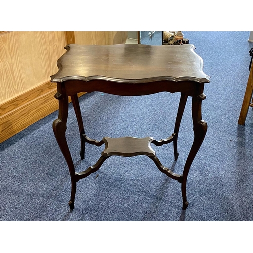 1007 - Antique Mahogany Side Table, with lower shelf between stretchers, raised on four shaped legs.  Overa... 