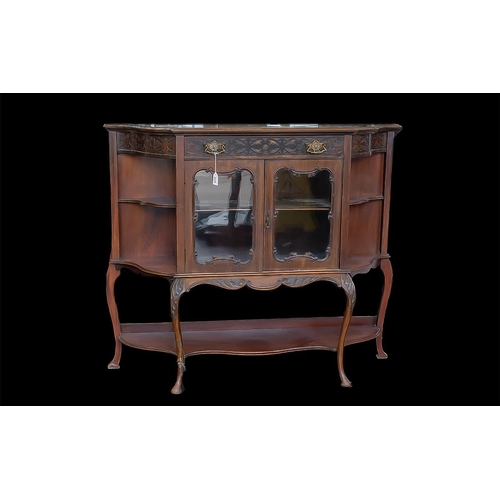 1022 - Victorian Mahogany Chiffonier Base with blind fretwork and carved acanthus cabriole legs, shaped gla... 