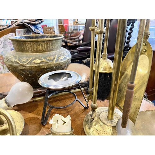 1236 - Large Collection of Brass, Pewter & Silver Plated Ware, including candlesticks, mugs, ornaments, tan... 