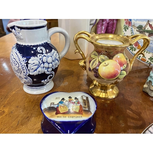 1372 - Box of Assorted Porcelain & Pottery Collectibles, including Crown Ducal Vase 12'' high (with matchin... 