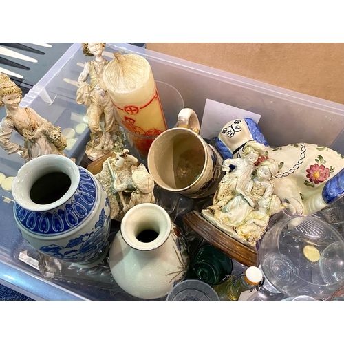 1500A - Five Large Boxes of Collectible Items, to include tea sets, glass ware, Chinese vases, dogs, figurin... 