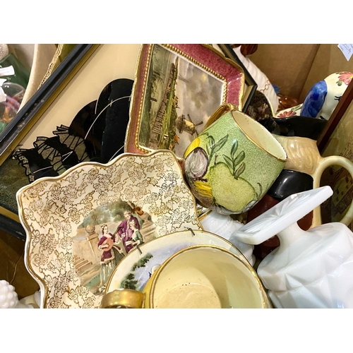 1500A - Five Large Boxes of Collectible Items, to include tea sets, glass ware, Chinese vases, dogs, figurin... 