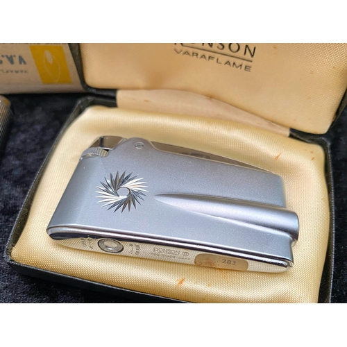 1512A - Collection of Vintage Ronson Lighters, comprising a Ronson Adonis VA224 boxed Chromium Engine Turned... 