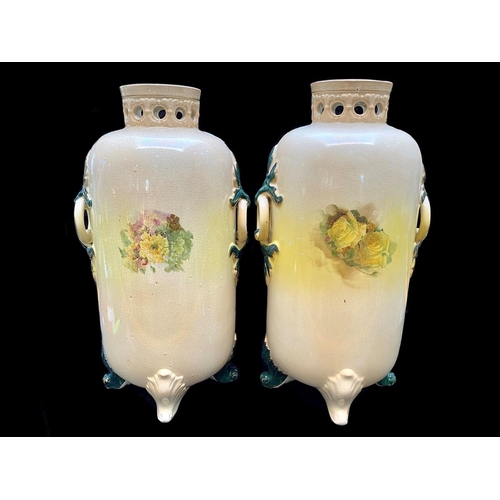 645 - Pair of Staffordshire Decorative Vases, depicting game birds, height 15''.