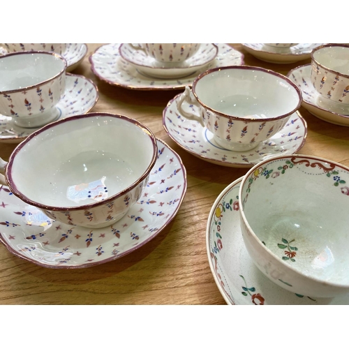 651 - Lustre Tea Set Circa 1840, comprising milk jug, sugar bowl, eight cups, seven saucers, and two bread... 