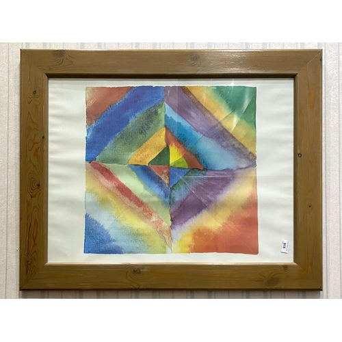 926 - Large Modern Colourful Abstract Print, mounted framed and glazed in a large pine frame.  Measures ap... 