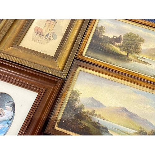 983 - Collection of Original Paintings & Framed Prints, castle scenes, etc.