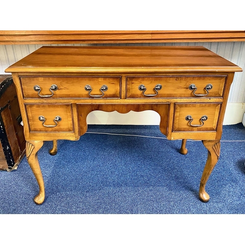 1006 - Yew Wood Ladies Desk, two large drawers over two smaller drawers. 38'' wide x 20'' deep x 30'' high.... 