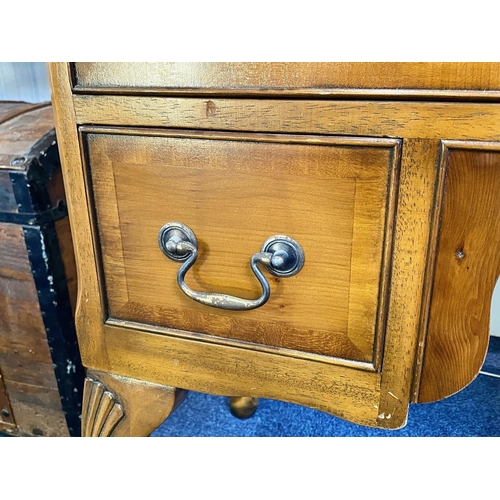 1006 - Yew Wood Ladies Desk, two large drawers over two smaller drawers. 38'' wide x 20'' deep x 30'' high.... 